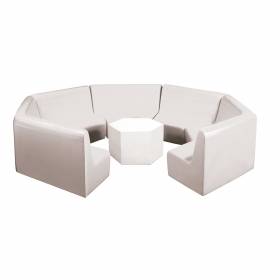 Conjunto 6 sofás y Mesa hexagonal de foam para guardería