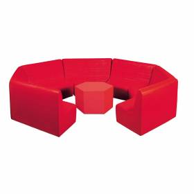 Conjunto 6 sofás y Mesa hexagonal de foam para guardería