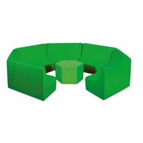 Conjunto 6 sofás y Mesa hexagonal de foam para guardería